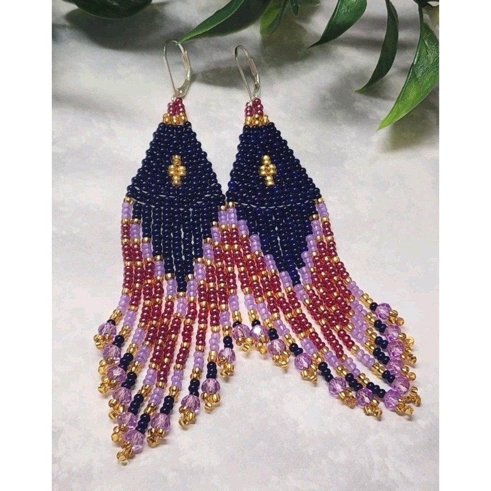 Zcech Glass Seed Elegant Women's Purpple Beaded Earrings